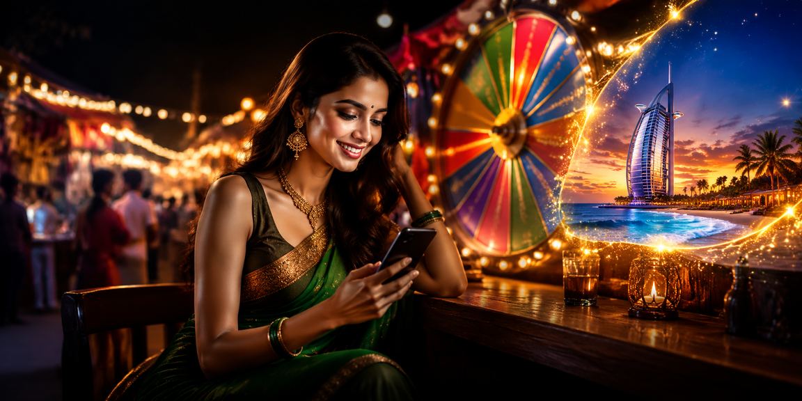 Elegant Indian woman enjoying live roulette game