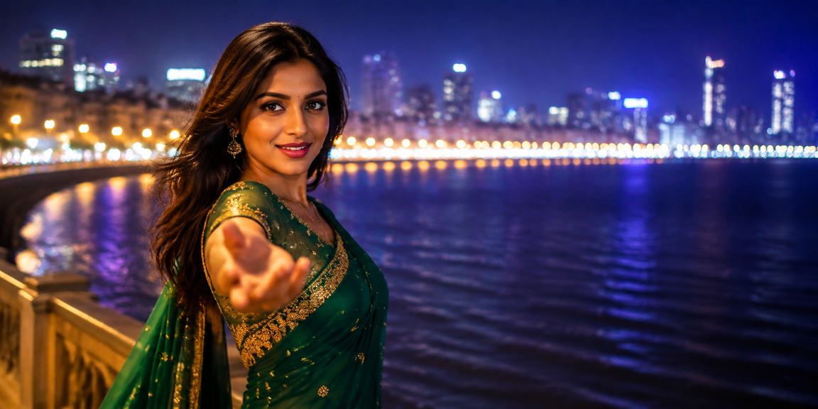 Evening view of Mumbai Marine Drive with casino entertainment ambiance